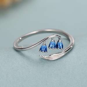 Sterling Silver Bluebell Enamel Open Ring