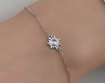 Bracciale rigido in argento sterling con turchese fatto a mano: bracciale rigido con fiore boho - Italia