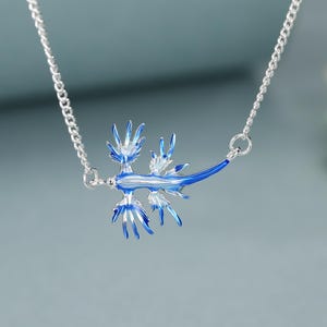 スターリングシルバーのブルードラゴンウミウシネックレス