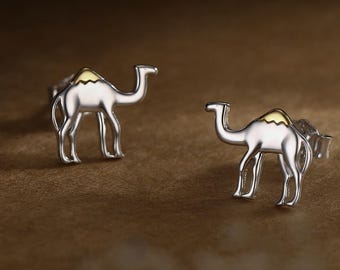 Dainty Camel Stud Earrings in Sterling Silver - Cute   Fun, Whimsical