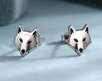 Howling Wolf Moon Earrings, Wolf Earrings, Wolf Jewelry, Wolf Stud