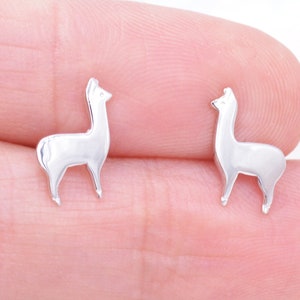 Sterling Silver Alpaca Llama Sheep Stud Earrings, Animal Earrings, Cute and Quirky Q20