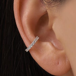 Orecchini a polsino in argento sterling con cristalli CZ, orecchini a polsino con pavé fine, argento, oro e oro rosa, orecchini monopezzo, orecchini avvolgenti,