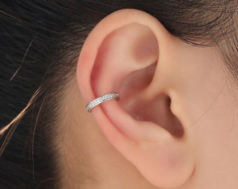 CZ Ear Cuff in Sterling Silver, Silver or Gold, Simple Piercing Free Earrings, Minimalist Ear Cuff, Diamond CZ Ear Cuff
