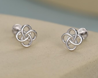 Pendientes de plata de ley con nudo celta, calibre 16, rosca interna y parte trasera plana (Reino Unido)