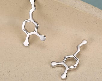 Sterling Silver Dopamine Molecule Charms for Hoop Earrings or Necklaces