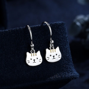 Super süße Katzenohrringe in Sterling Silber - Süße Katzenohrringe, Katzenohrringe, Geschenk für Katzenliebhaber, Geschenk für Katzenmama