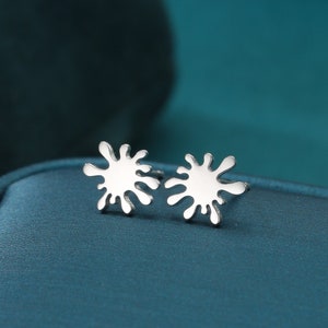 Water Splash Stud Earrings in Sterling Silver, Silver or Gold, Organic Shape Earrings