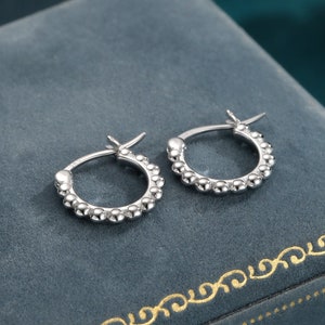 Sterling Silver Beaded Bauble Huggie Hoops, Bubble Hoops, Silver or Gold, 8mm or 10mm, Dainty Huggie Hoops Earrings