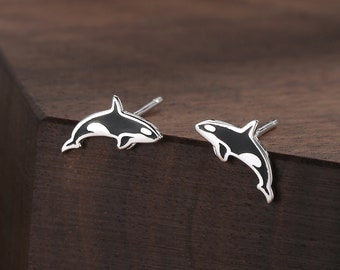 Orecchini a Bottone Coda di Balena in Argento 10x10mm - Eleganza ispirata all'Oceano