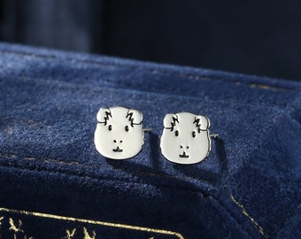 Guinea Pig Stud Earrings in Sterling Silver, Silver Gold or Rose Gold, Guinea Pig Stud Earrings, Pet Earrings, Guinea Pig Earrings