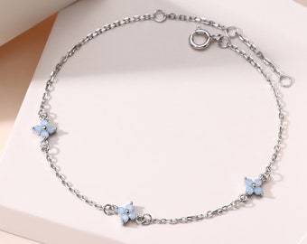 Tiny CZ Hydrangea Flower Bracelet in Sterling Silver, Silver or Gold , Available in 4 Colours, Silver or Gold, CZ Flower Bracelet