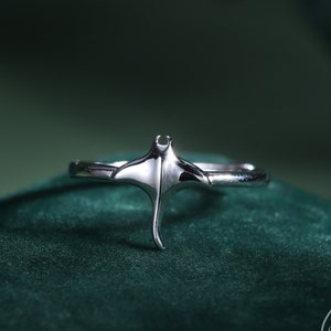 Tiny Manta Ray Ring in Sterling Silver, Adjustable Size, Manta Ray Fish Ring, Sterling Silver Stingray Ring.