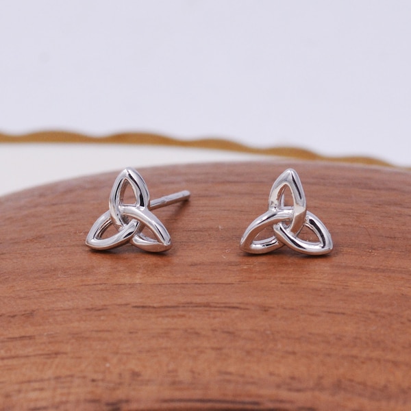 Sterling Silver Small Trinity Knot Stud Earrings, Celtic Irish Trinity Infinity Jewellery