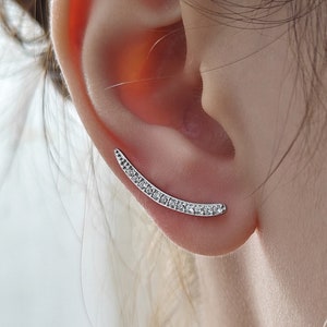 CZ Crawler Earrings in Sterling Silver, Silver or Gold, Crystal Ear Crawlers, Ear Climbers