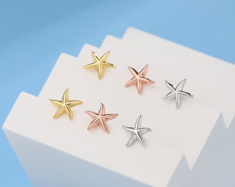 Tiny Starfish Stud Earrings in Sterling Silver, Silver, Gold or Rose Gold, Small Starfish Earrings, Star Fish Earrings, Sea Star Earrings