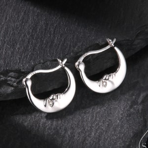 Crescent Moon Huggie Hoop in Sterling Silver, Silver or Gold,  Moon Hoop Earrings, Celestial Jewellery