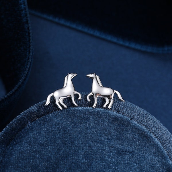 Tiny Galloping Horse Earrings in Sterling Silver, Silver, Horse Lover Earrings, Horse Gift, Horse Jewellery