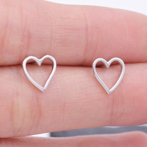 Sterling Silver Open Heart Stud Earrings, Cute, Fun, Minimalist, Simple and Elegant Jewellery