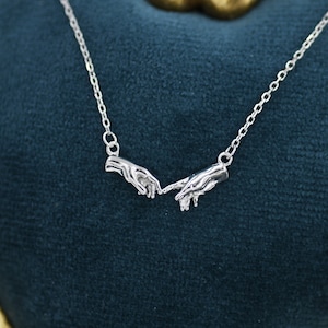 Sterling Silber Hand Halskette, Erschaffung Adam Halskette, Silber oder Gold