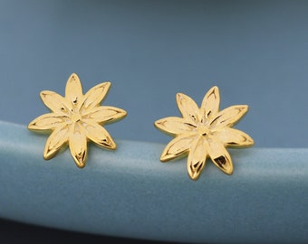 Star Anise Stud Earrings in Sterling Silver, Silver or Gold, Flower Earrings