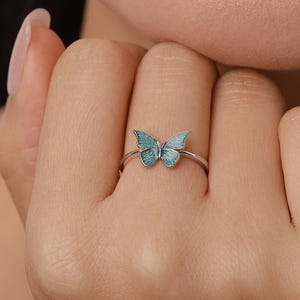 sterling silver butterfly butterfly pinky ring