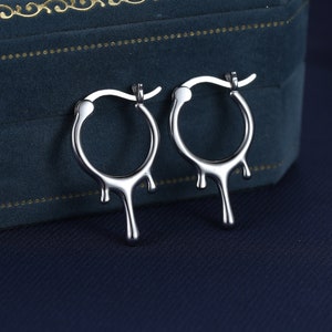 Dripping Huggie Hoop Earrings in Sterling Silver,  Silver, Gold or Rose Gold, Dripping Hoops, Droplet Hoops, Droplet Huggies