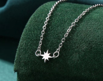 Collier Extra Tiny Starburst en argent sterling, collier étoile à peine visible, longueur ajustable, pendentif extra petit, 16 pouces à 18 pouces