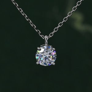 Minimalist Moissanite Solitaire Pendant Necklace  in Sterling Silver, 0.5ct or 1 Ct Moissanite Diamond Bubble Necklace