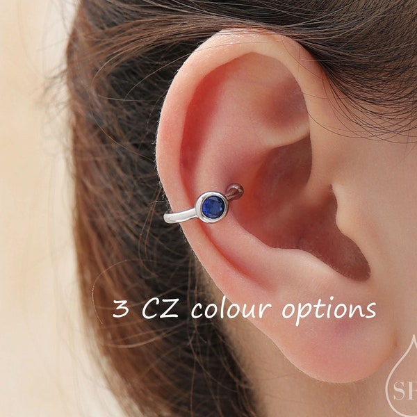 Piercing Free CZ Crystal Ear Cuff in Sterling Silver, Silver or Gold or Rose Gold, Simple Piercing Free Earrings, Minimalist Ear Cuff