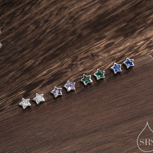 Very Small CZ Star Stud Earrings in Sterling Silver, Silver or Gold,  Sparkly Crystal Star Earrings, Stacking Earrings