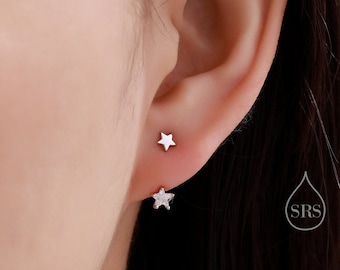 Double Star Ear Jacket in Sterling Silver, Two Star CZ Earrings in Sterling Silver, Silver, Gold or Rose Gold, Front and Back Earrings