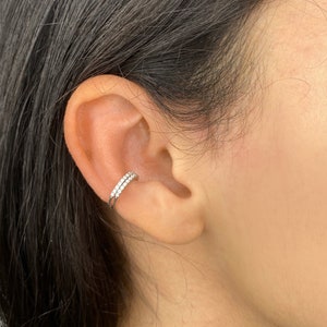 Bijou d'oreille en cristal gratuit en argent sterling, or ou argent, Boucles d'oreilles sans pièce, Boucles d'oreilles portefeuille, Délicats et scintillants avec cristaux CZ
