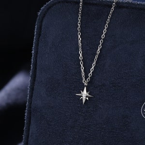 Extra Tiny North Star Pendant Necklace in Sterling Silver, Silver or Gold or Rose Gold, Starburst Necklace, Tiny Star Necklace