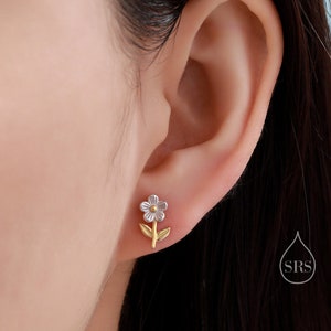 Forget-me-not Flower Stud Earrings in Sterling Silver, Cute Flower Stud, Tiny Flower Earrings, Daisy Earrings
