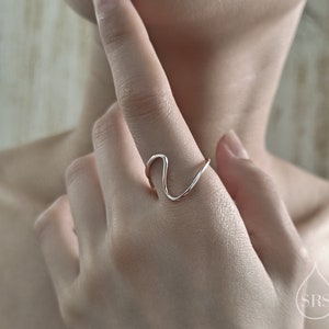 Skinny Wave Ring in Sterling Silver, Size US 5- 8, Ripple Ring, Sterling Silver V Ring, Silver Skinny Ring