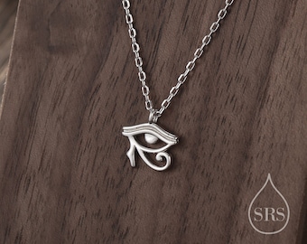 Tiny Eye of Horus Pendant Necklace in Sterling Silver, Silver or Gold, Ancient Egypt Inspired Necklace, Egyptian Eye Necklace