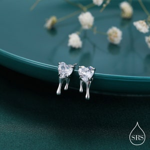 Bleeding Heart Stud Earrings in Sterling Silver, Silver, Gold or Rose Gold, Beating Heart Earrings, Heart Earrings, Gothic and Punk