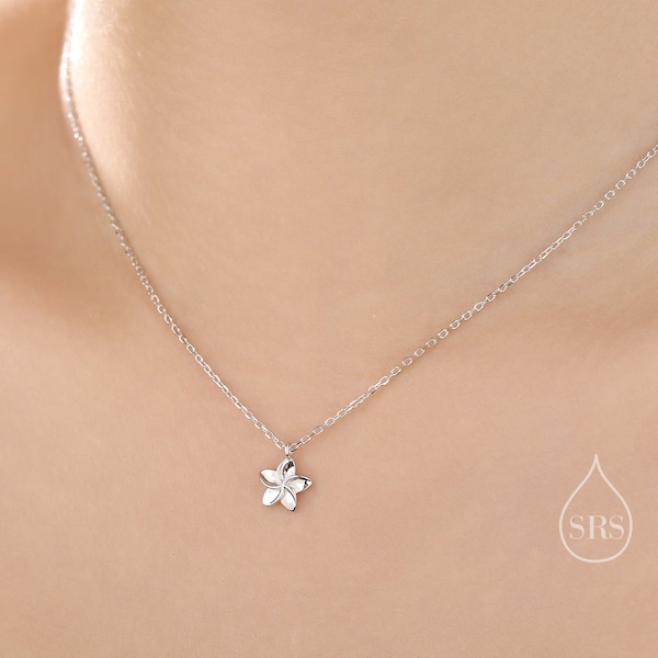 Collier pendentif petite fleur de plumeria en argent sterling, argent ou or, collier fleur de plumeria, collier plumeria, inspiré de la nature