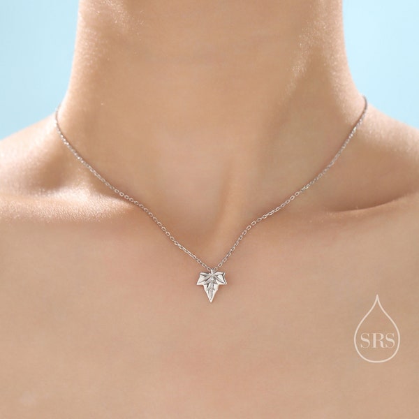 Cute Little Ivy Leaf Pendant Necklace in Sterling Silver, Silver or Gold or Rose Gold, Ivy Leaf Necklace in Silver