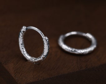 Crumbled Foil Effect Hoop Earrings, 6mm or 8mm, Silver, Gold or Rose Gold,  Foil Earrings, Organic Shape Hoops, Hammered Hoops