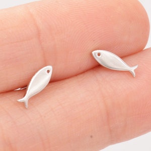 Little Fish Stud Earrings in Sterling Silver, Petite Fish Stud Earrings, Silver or Gold,  Ocean Animal Stud, Cute, Pet Earrings