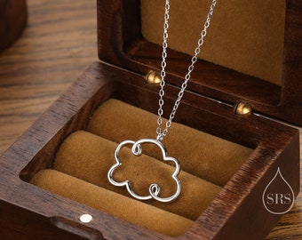 Collier pendentif contour nuage en argent sterling, argent ou or, collier nuage, collier amusant et décalé