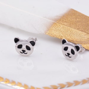 Sterling Silver Panda Bear Stud Earrings, Cute and Quirky Jewellery, Nature, Animal Earrings image 6