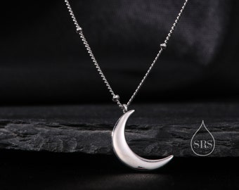 ソリッド 925 スターリング シルバー 三日月ペンダント 月の顔