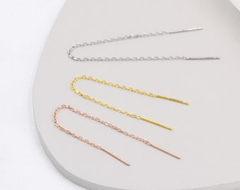 Sterling Silver Ear Threader, Chain Threader Earrings, Various Lengths, Silver, Gold and Rose Gold, 6-16cm, Minimalist Ear Threaders