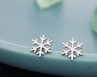 Snowflake Stud Earrings in Sterling Silver, Snow Earrings, Available in Three Finishes - Silver, Gold and Rose Gold, Dainty Snowflake