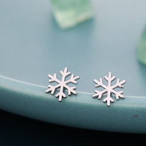 Snowflake Stud Earrings in Sterling Silver, Snow Earrings, Available in Three Finishes - Silver, Gold and Rose Gold, Dainty Snowflake