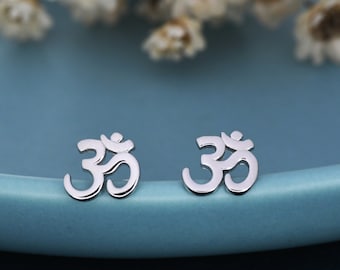 Om Stud Earrings in Sterling Silver, Silver or Gold, Buddhist Earrings, Meditation Earrings, Yoga Earrings