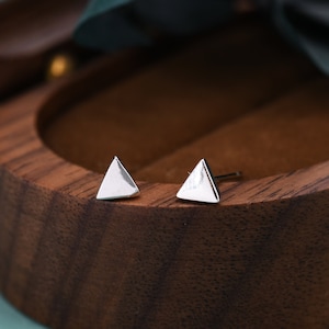 Extra Tiny Triangle Stud Earrings in Sterling Silver, Silver, Gold or Rose Gold, Geometric Minimalist Design, Stacking Earrings